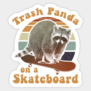 Trash panda on a Skateboard retro Sticker